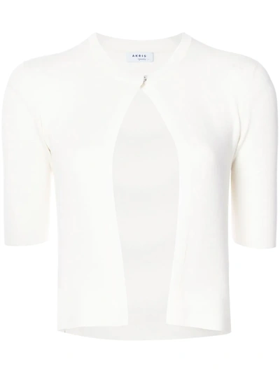 Akris Punto Short-sleeved Cropped Cardigan In Cream