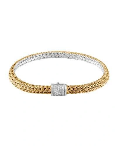John Hardy Classic Chain Gold & Silver Diamond Extra-small Reversible Bracelet