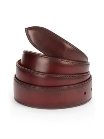 Corthay Lie De Vin Patina Leather Belt In Burgundy