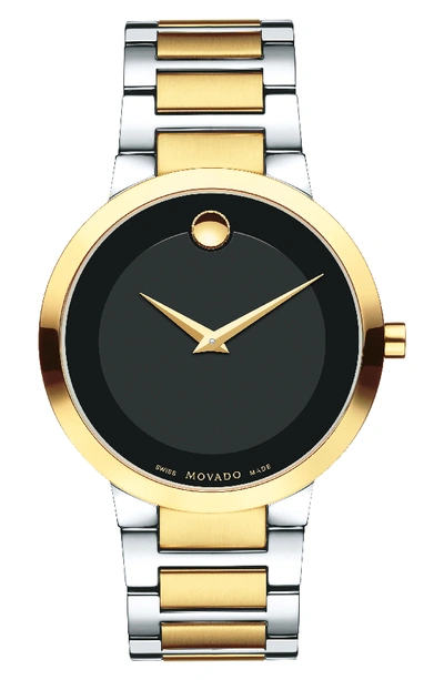 Movado Modern Classic Two-tone Stainless Steel Bracelet Watch In Black/gold