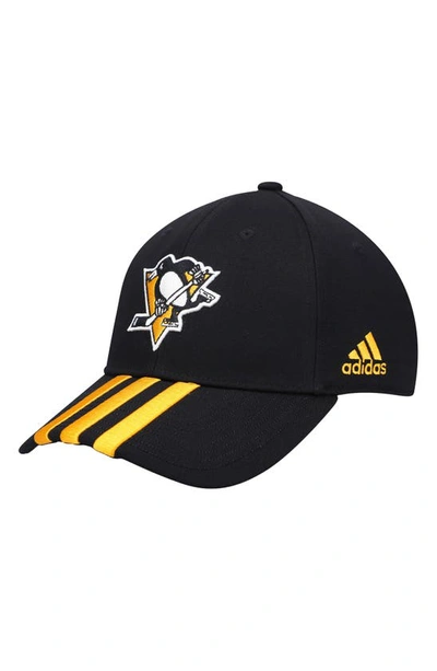 Adidas Originals Adidas Black Pittsburgh Penguins Locker Room Three Stripe Adjustable Hat