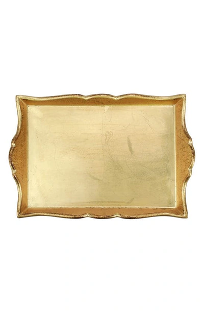 Vietri Florentine Wooden Accessories Gold Handled Small Rectangular Tray