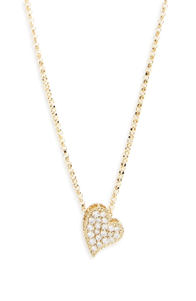 Roberto Coin 18k Yellow Gold Tiny Treasures Princess Diamond Heart Necklace, 18