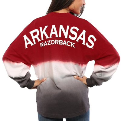 Spirit Jersey Cardinal Arkansas Razorbacks Ombre Long Sleeve Dip-dyed