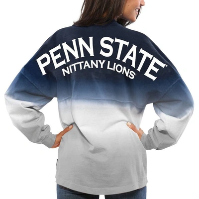Spirit Jersey Navy Penn State Nittany Lions Ombre Long Sleeve Dip-dyed
