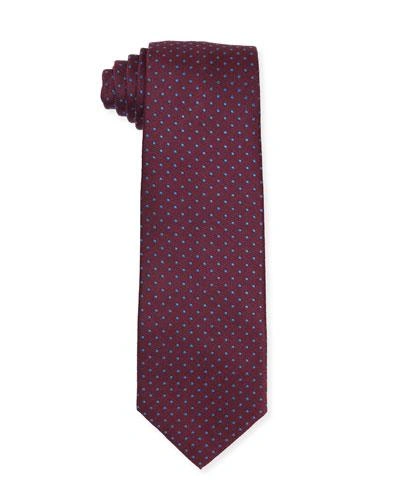 Isaia Micro-dot Silk Tie In Red