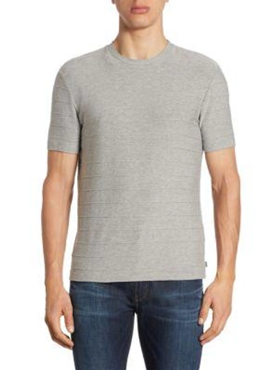 Armani Collezioni Striped Cotton Tee In Light Gray