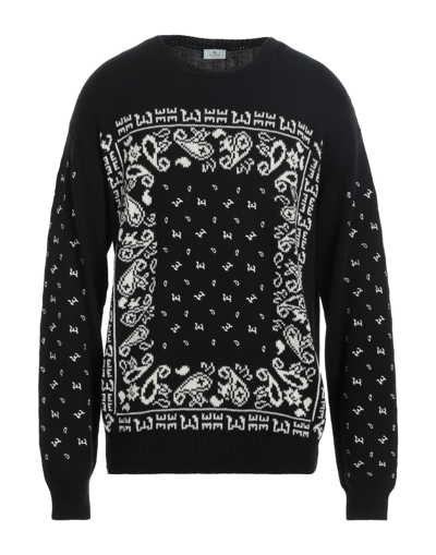 Etro Cotton Sweater With Front Embroidery - Atterley In Black