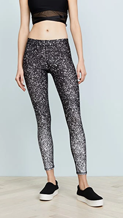 Terez Black & White Glitter Performance Leggings In Multi