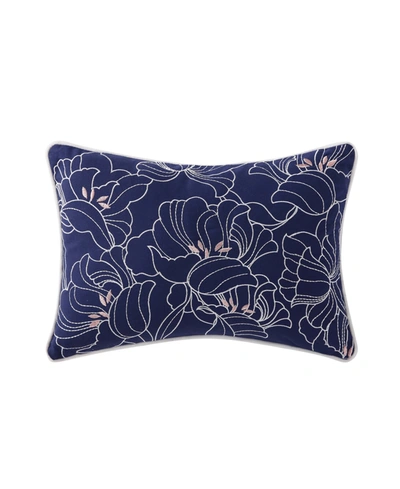 Oceanfront Resort Indienne Paisley Embroidered Floral 12" X 18" Decorative Pillow Bedding In Navy And White