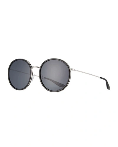 Barton Perreira Joplin 2 Round Metal-rim Sunglasses In Black