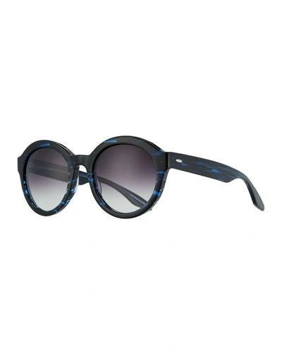 Barton Perreira Carnaby 55 Midnight Smolder Round Sunglasses In Blue Pattern