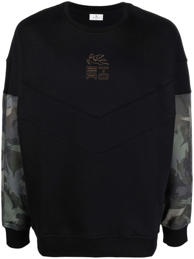 Etro Contrast-sleeve Sweatshirt In Black