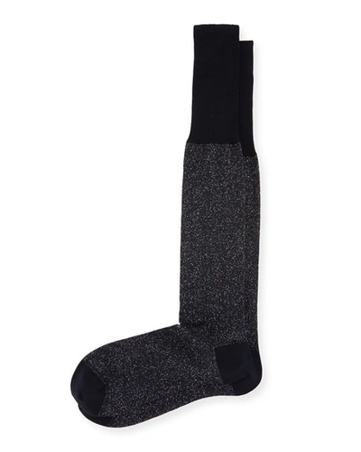 Bresciani Over-the-calf Glitter Formal Socks, Black