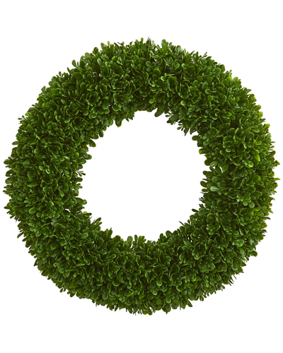 Nearly Natural Tea Leaf Uv Resistant Wreath In Green
