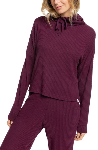 Roxy Juniors' Comfy Place Ribbed Hoodie In Fig