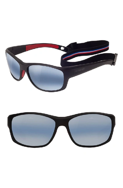 Vuarnet Cup Large Rectangular Active Polarized Sunglasses, Black/blue In Matt Black / Red