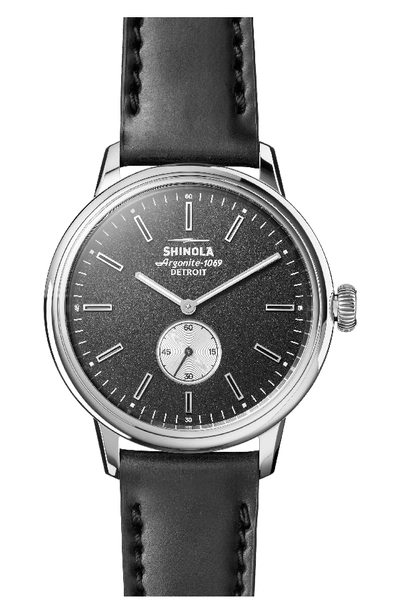 Shinola Bedrock Leather Strap Watch, 42mm In Black