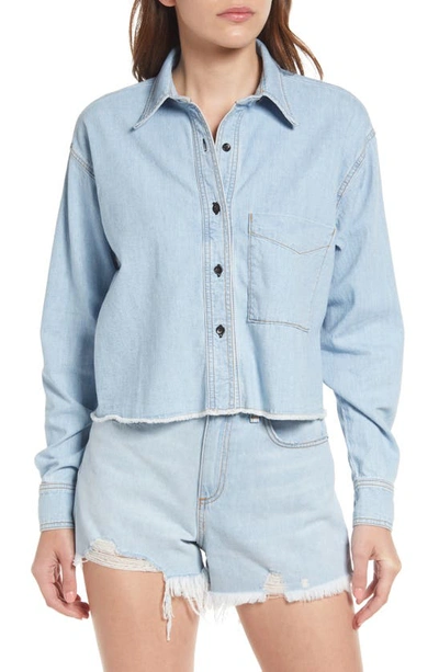 Askk Ny Fray Crop Denim Shirt In Vintage