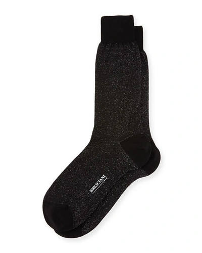 Bresciani Glitter Formal Socks In Black/silver