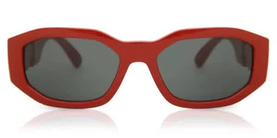 Versace Grey Rectangular Unisex Sunglasses Ve4361 533087 53 In Red. / Grey