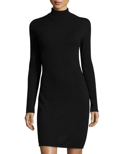Neiman Marcus Long-sleeve Turtleneck Cashmere Dress, Plus Size