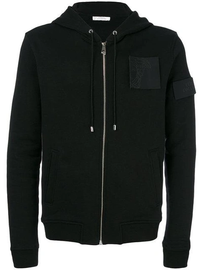 Versace Collection Medusa Patch Zipped Hoodie - Black