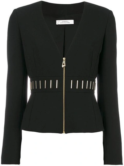 Versace Bar Detail Cady Jacket In Black