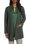 Eileen Fisher Boiled Wool Jersey Long Jacket, Plus Size In Deep Hemlock