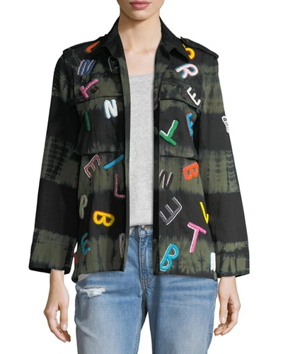 Libertine Tie-dye Army Jacket With Letter Embroidery