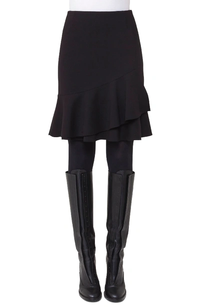 Akris Punto Flounced Jersey Skirt In Black