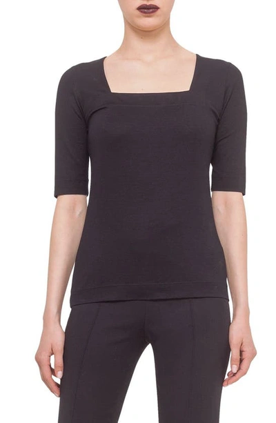 Akris Punto Elements Jersey Square Neck Top In Black