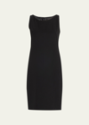 Akris Round-neck Sleeveless Crepe Sheath Dress In Moss