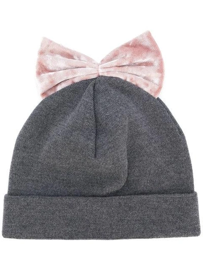 Federica Moretti Knit Cap With Velvet Bow - 100% Exclusive In Pink
