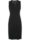 Akris V-neck Pleat Detail Dress In Black