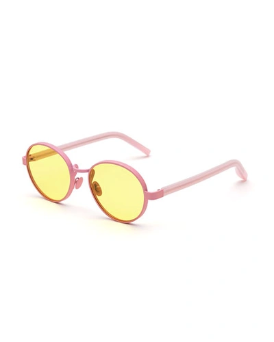 Super Matte Round Sunglasses, Yellow/pink