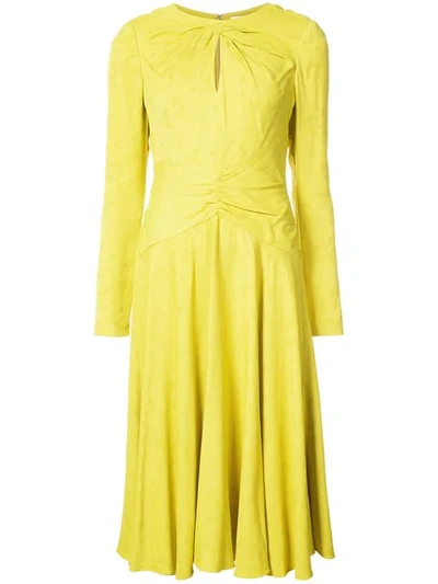 Prabal Gurung Twist Dress With Keyhole In Chartreuse