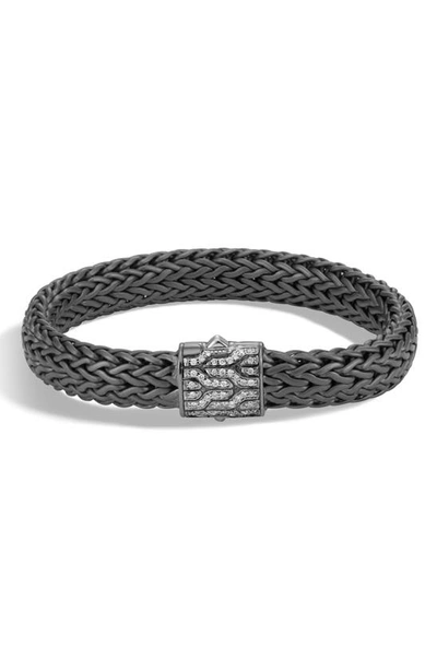 John Hardy Sterling Silver Classic Chain Matte Black Rhodium Wide Flat Chain Bracelet In Metallic