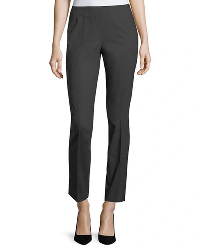 Lafayette 148 Stanton Full-length Stretch-wool Pants In Smoke