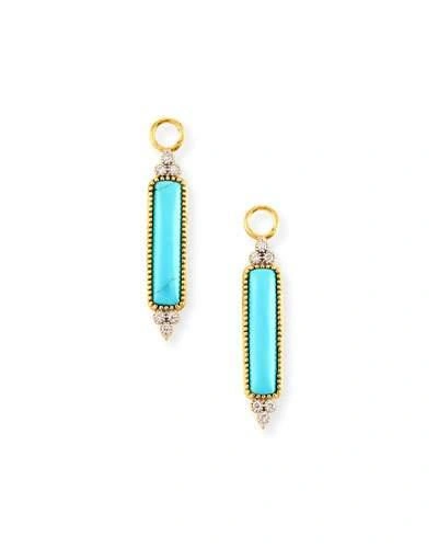 Jude Frances Moroccan Elongated Turquoise & Diamond Earring Charms In Gold