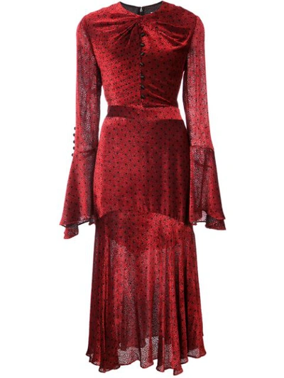 Prabal Gurung Long Sleeve Twist Dress With Keyhole In Red