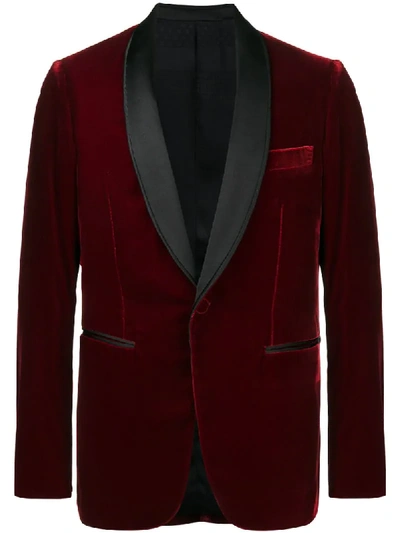 Berluti Velvet Tuxedo Jacket With Satin Lapel, Red In Red