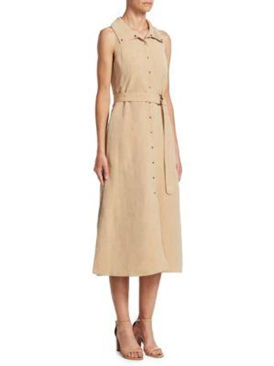 Akris Punto Belted Sleeveless Dress In Sand