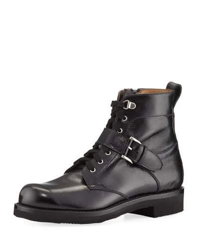 Gravati Textured Leather Hiking Boot In Black