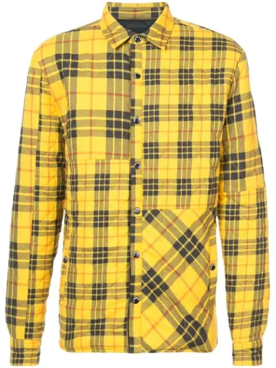 Mostly Heard Rarely Seen Quilted Plaid Shirt Jacket In Yellow