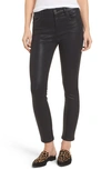 Jen7 Riche Touch Coated Ankle Skinny Jeans In Black
