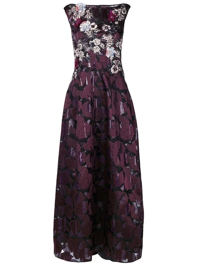 Talbot Runhof Rose Appliqué Ball Gown In Claret