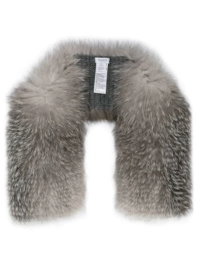 Inverni Knitted Cashmere Fox Fur Scarf In Grey
