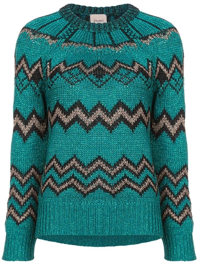 Nude Metallic Zig Zag Jumper - Green In Emerald