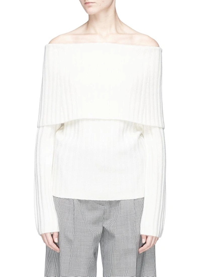 Theory Off-shoulder Cashmere Sweater